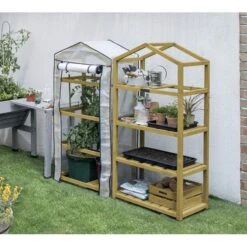 Vegtrug Kweekkas Met Houten Frame - 4 Rekken -Buitentuinwinkel kweekkas vegtrug 4 rekken 1625039832 4 600
