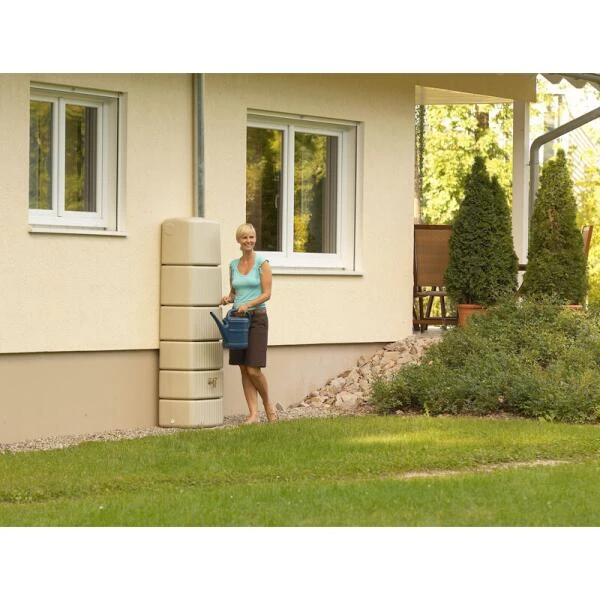 Regenton Muurmodel SLIM 650 Liter + Kraan - Zand 4 Regenton Muurmodel SLIM 650 Liter + Kraan - Zand - Afbeelding 2